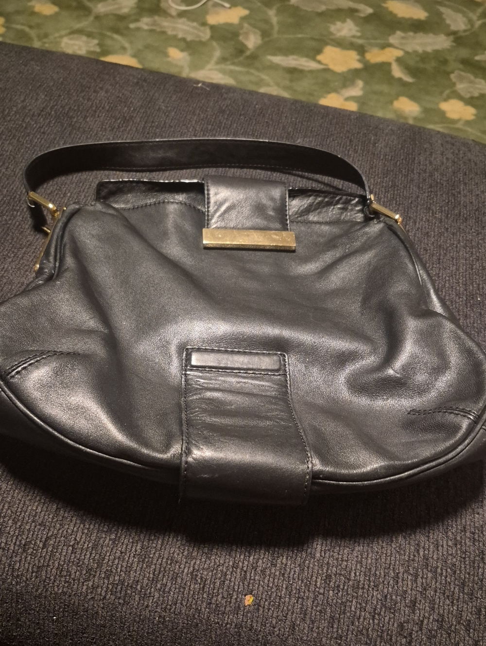 Coach Black Leather Shoulder Bag with Gold Hardware